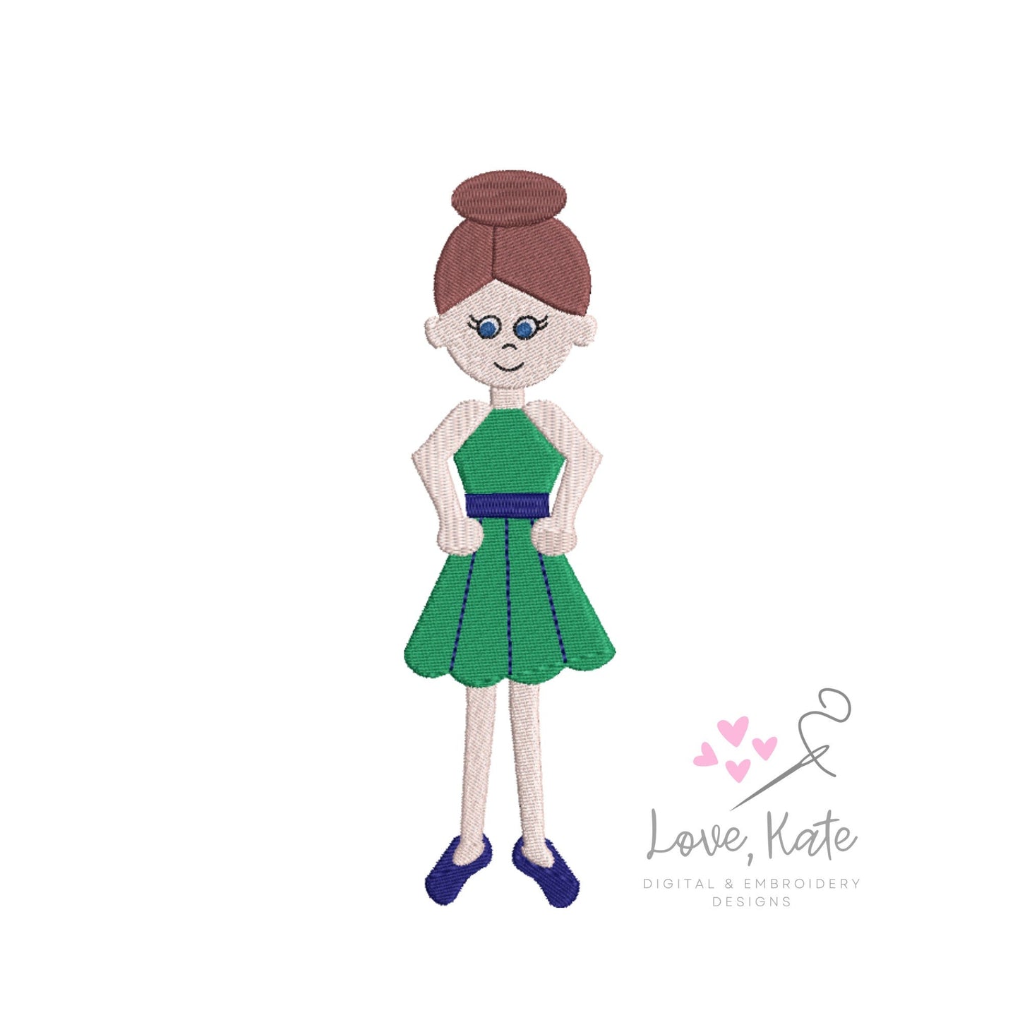 The Mix & Match People Embroidery Collection | Woman + Bun + Dress