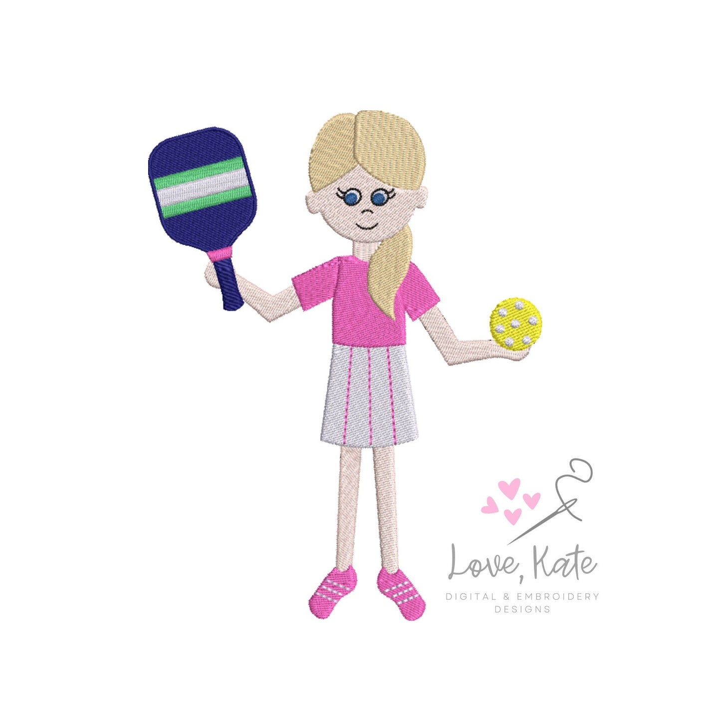 The Mix & Match People Embroidery Collection | Woman + Pickleball
