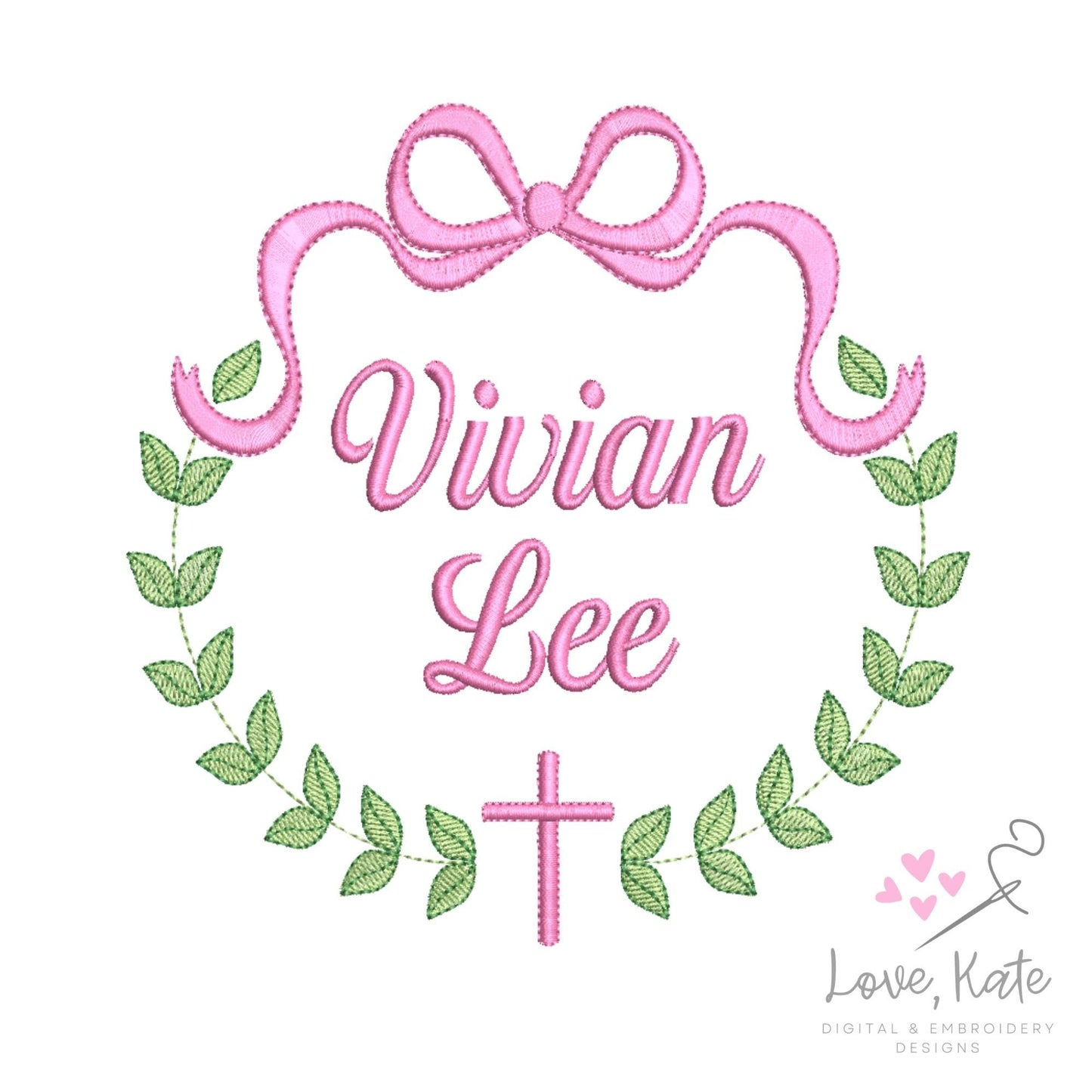 Coquette Bow Baptism Wreath