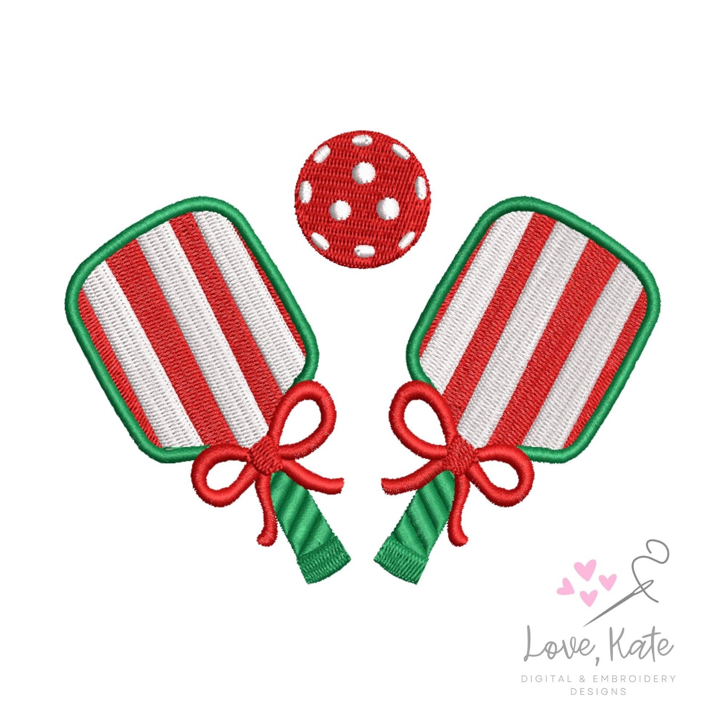Pickleball Paddles & Bows Embroidery Design - 10 Sizes
