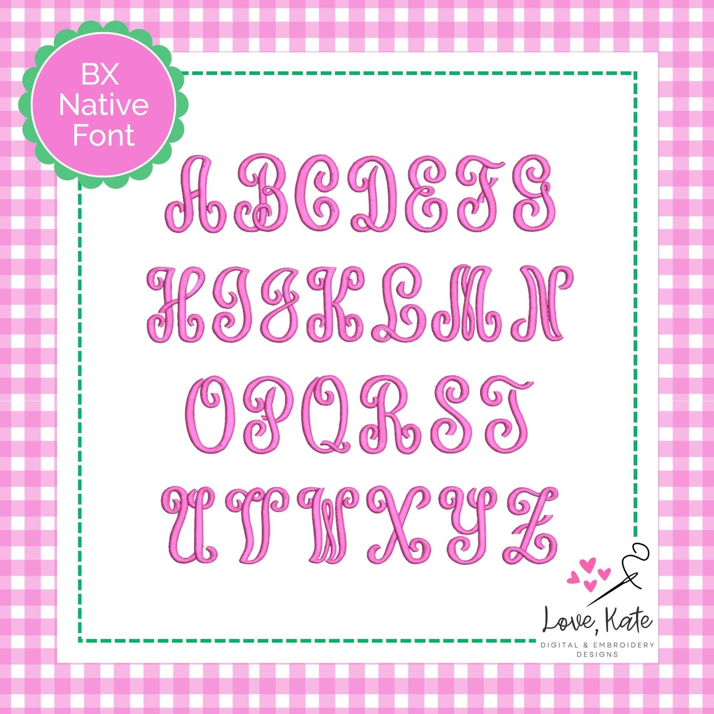 Perfect Monogram Script BX Native Embroidery Font | Timeless Monogram Alphabet for Machine Embroidery