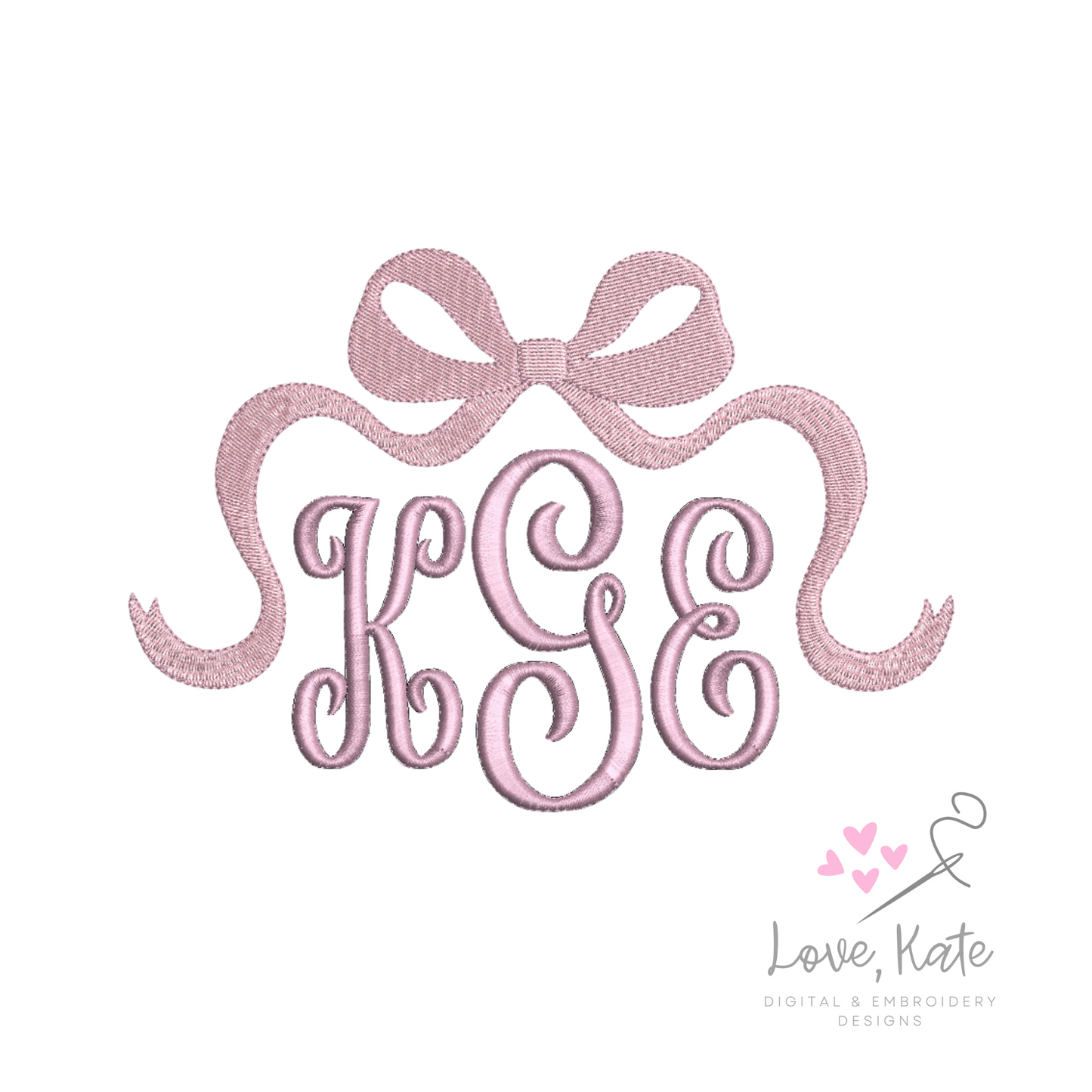 Bow Monogram and Name Topper | Fill Stitch Embroidery Design