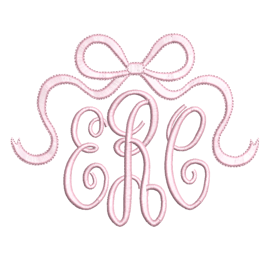 Bow Monogram and Name Topper | Satin Stitch Embroidery Design