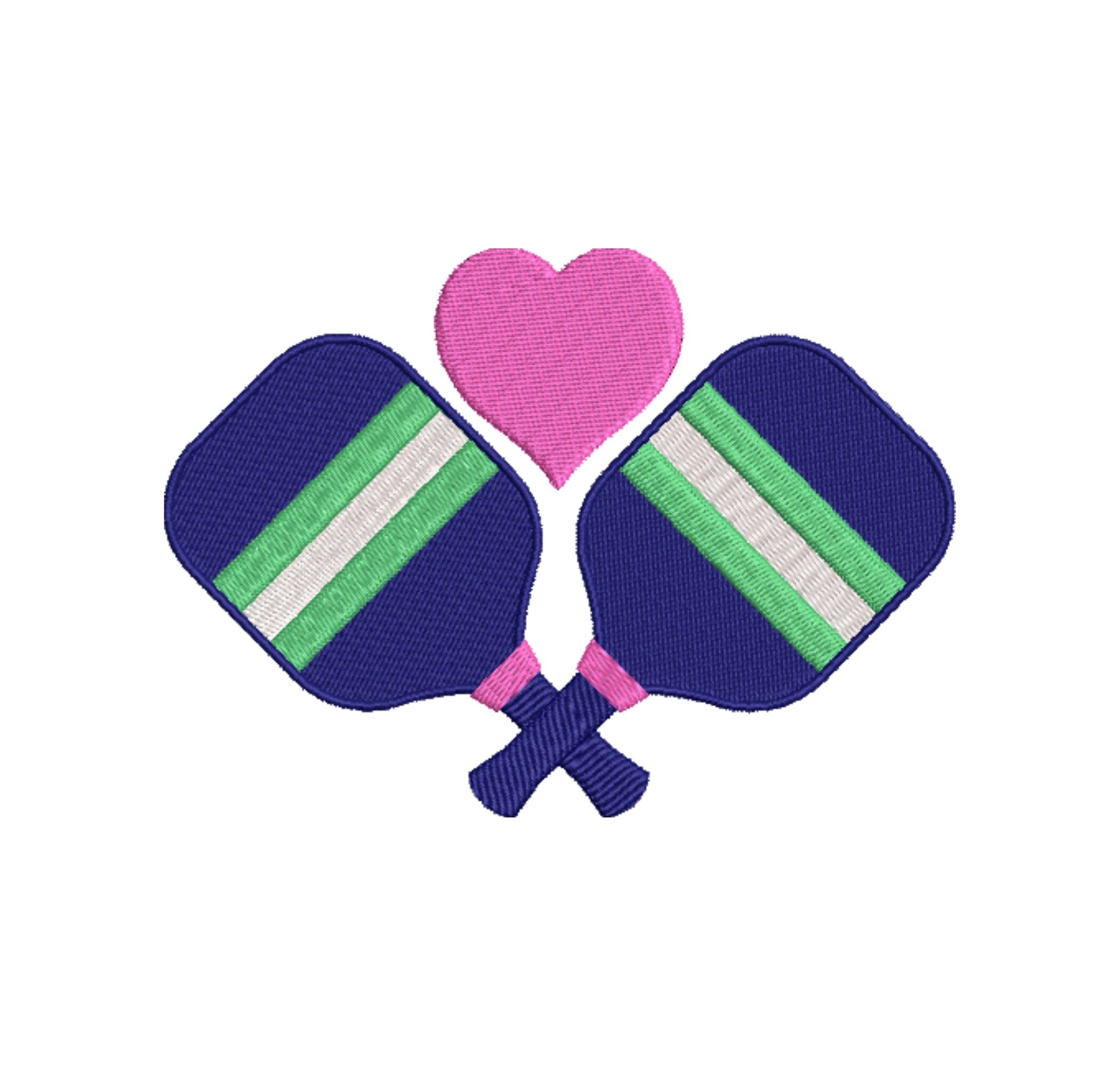 Pickleball Love Embroidery Design - Sketch and Fill Options (8 sizes)