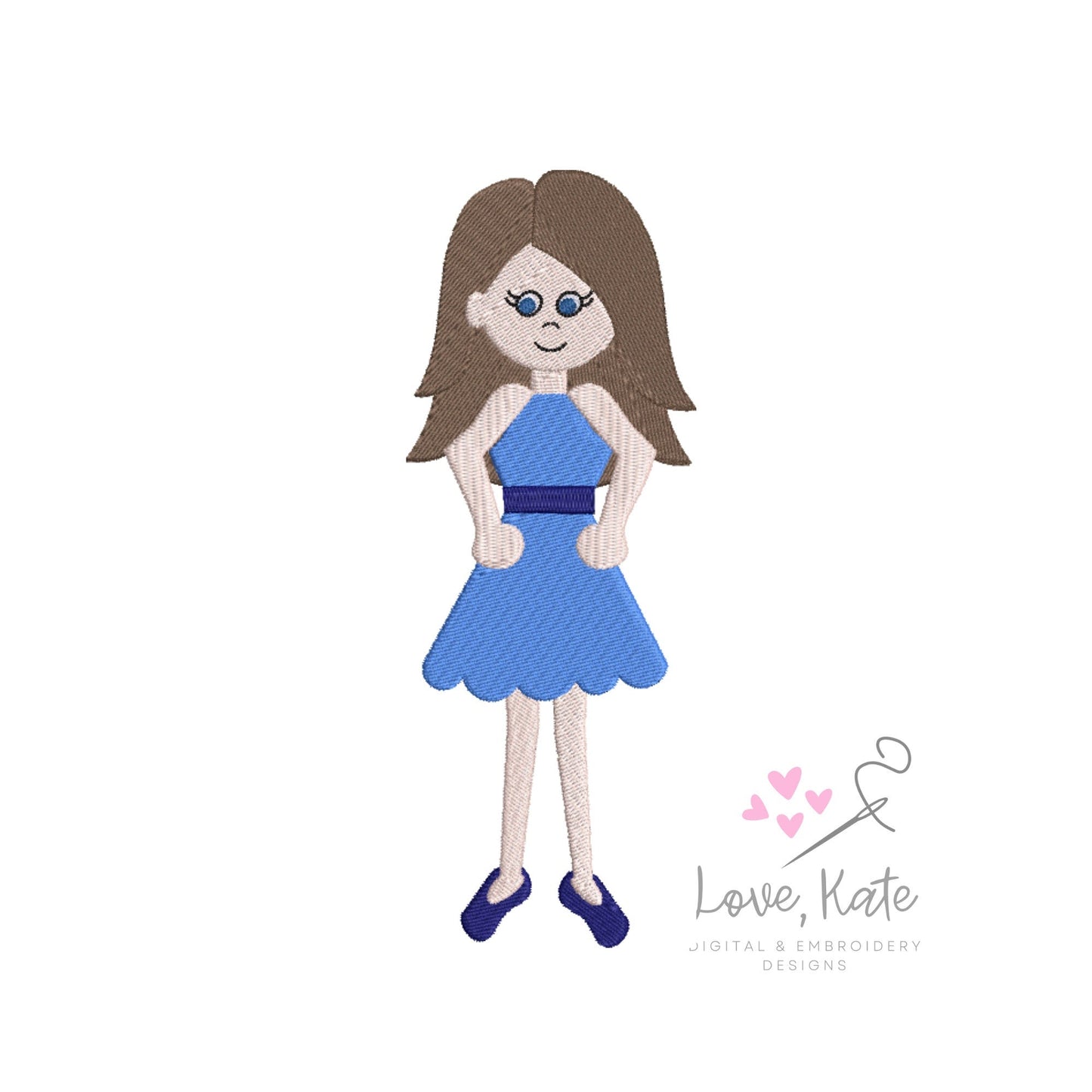 The Mix & Match People Embroidery Collection | Woman + Long Hair + Dress