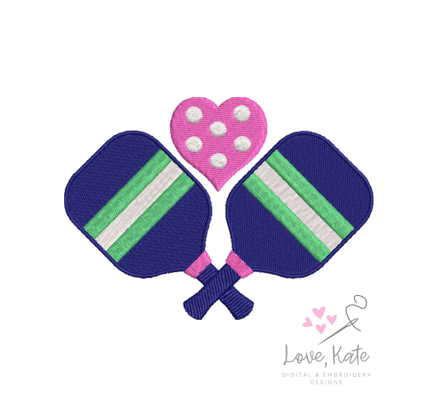 Pickleball Love Embroidery Design - Sketch and Fill Options (8 sizes)