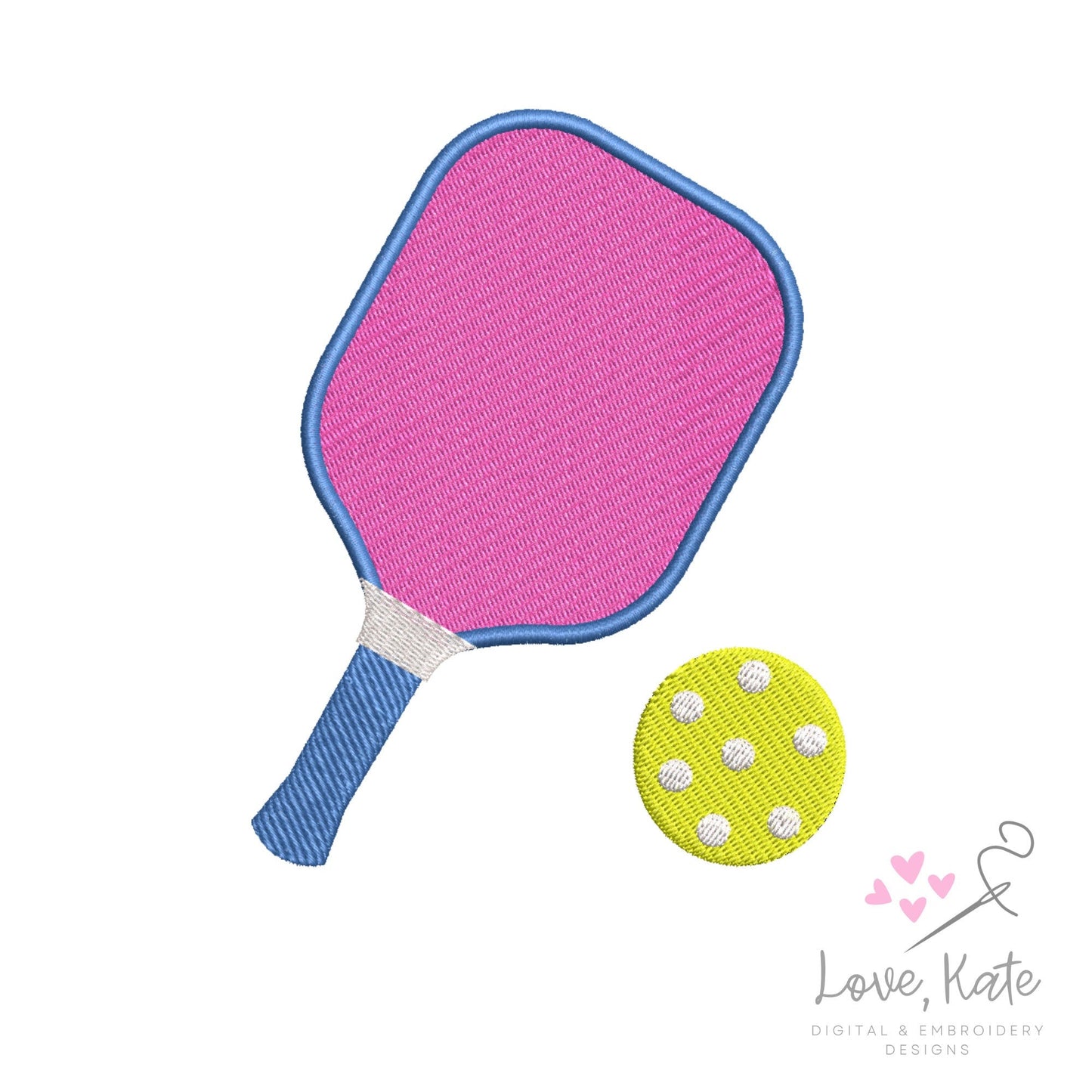 Pickleball Paddle Embroidery Design - (8 Sizes, 2 Styles - Solid and Stripes)