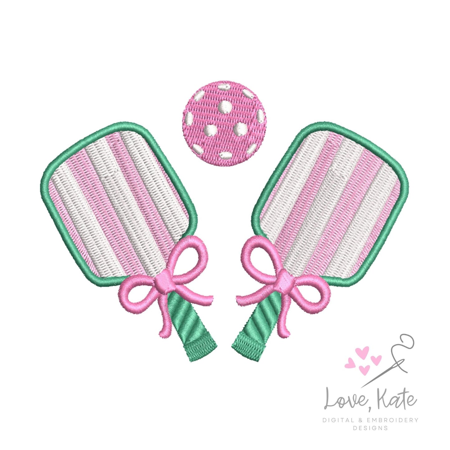 Pickleball Paddles & Bows Embroidery Design - 7 Sizes
