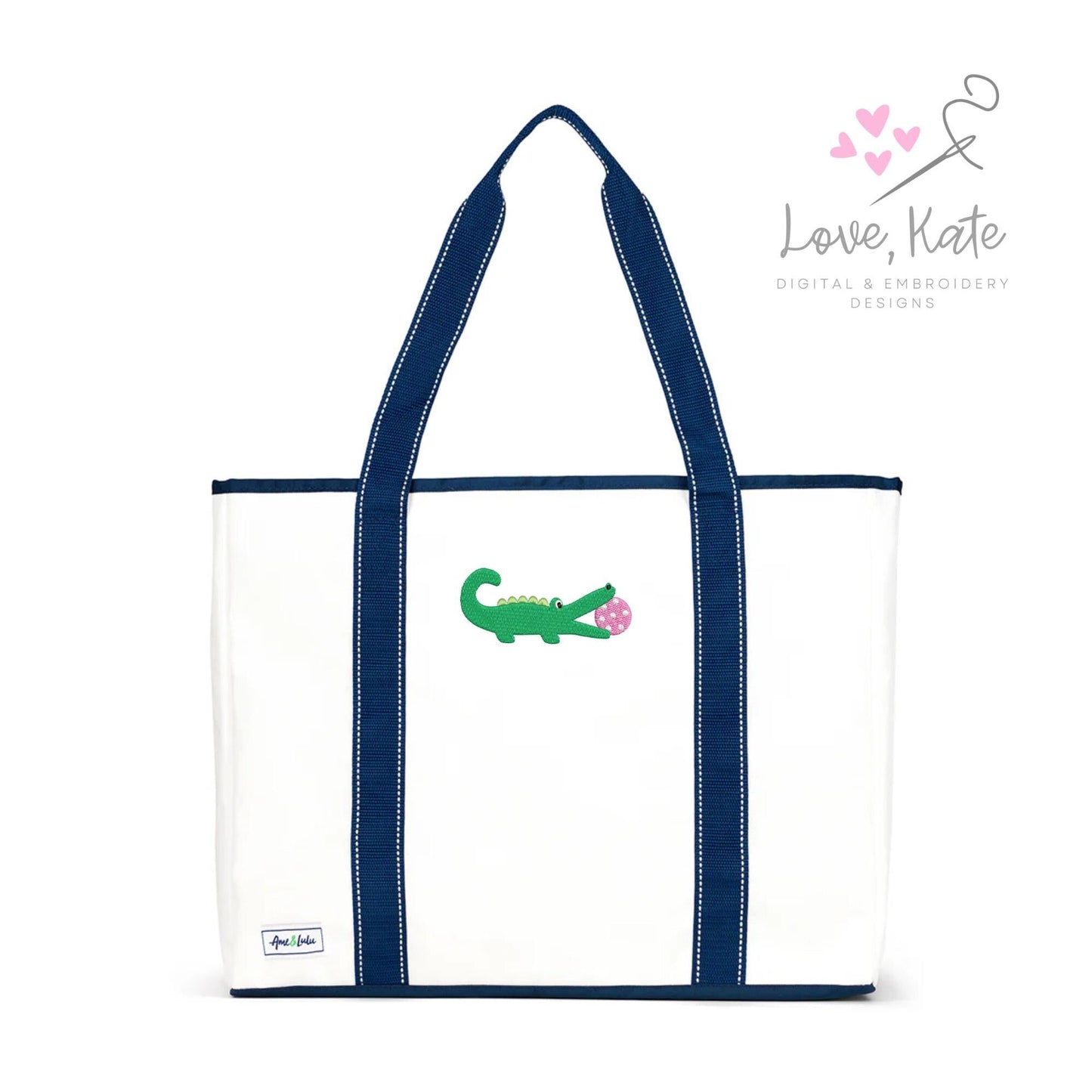 Pickleball Alligator Embroidery Design