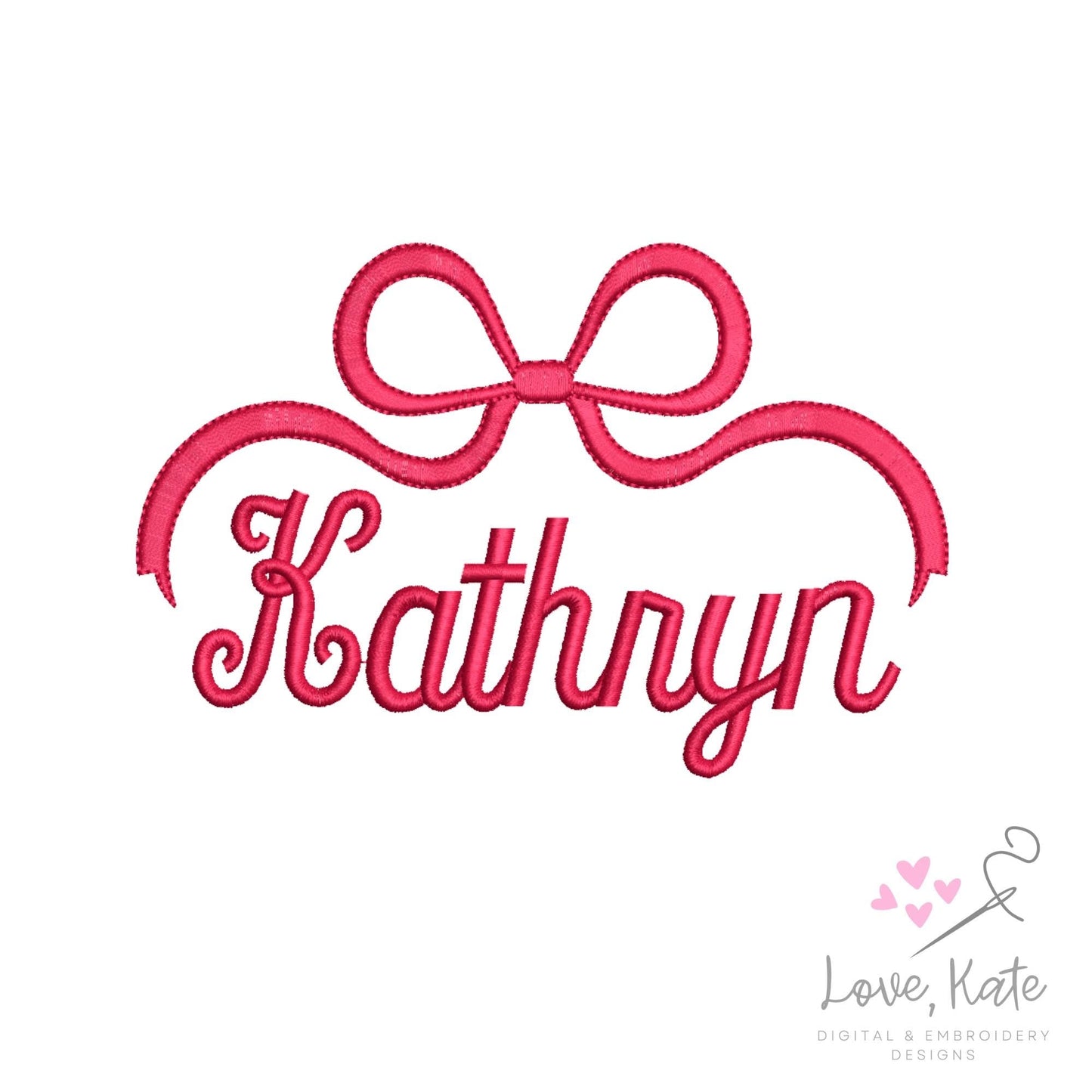 Bow Monogram & Name Toppers Set (Satin Stitch) - 6 Sizes Each