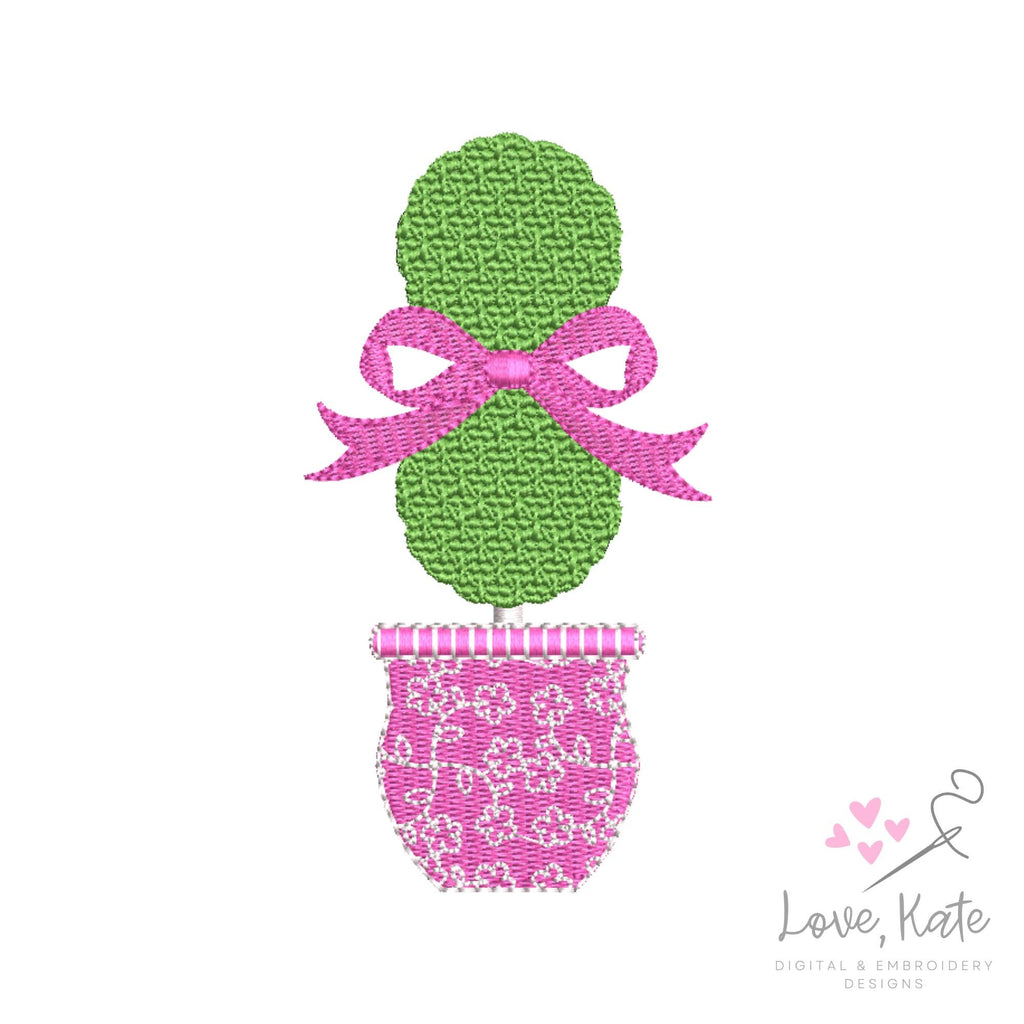 Topiary Bow Embroidery Design | 8 Sizes