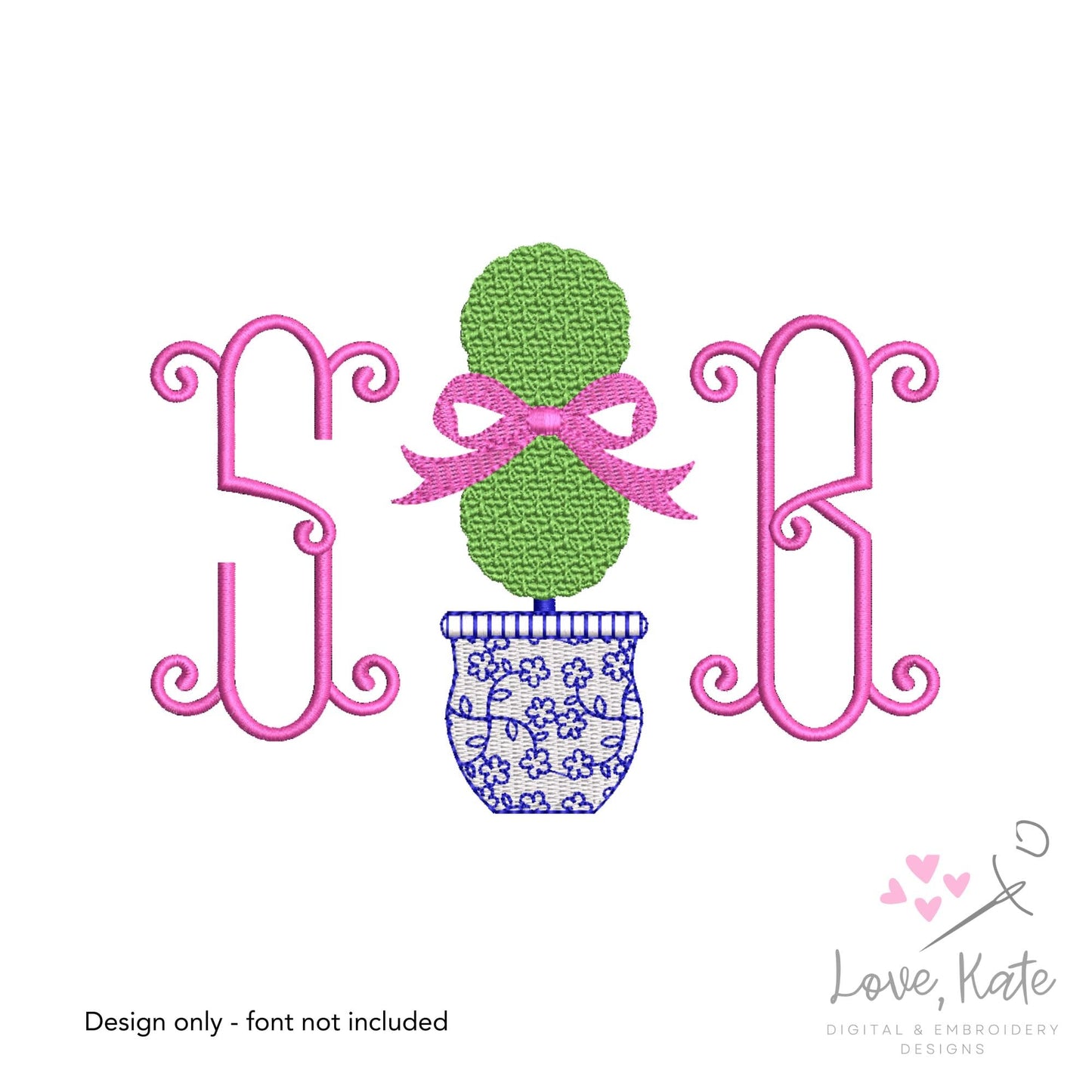 Topiary Bow Embroidery Design | 8 Sizes