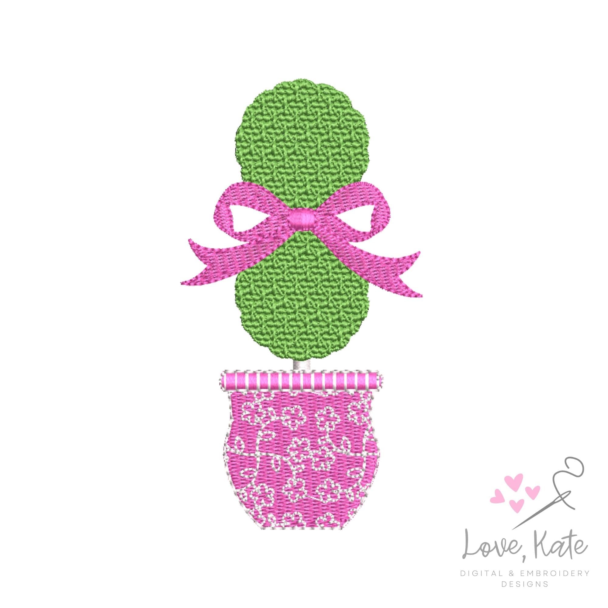 Topiary Bow Embroidery Design | 8 Sizes