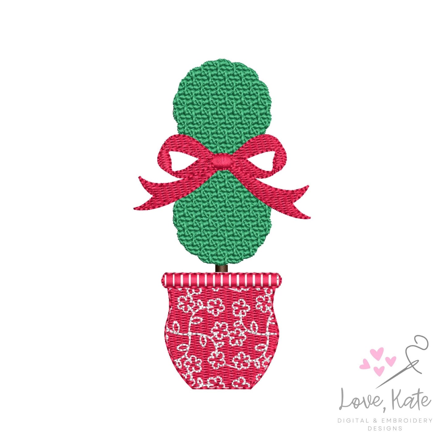 Topiary Bow Embroidery Design | 8 Sizes