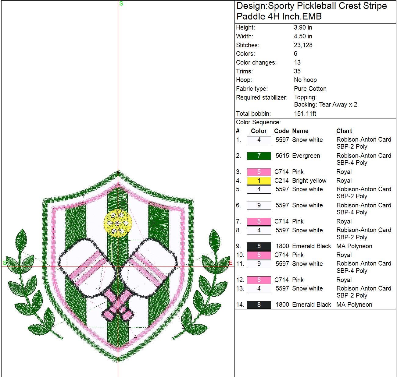 Preppy Pickleball Crest - 7 Sizes