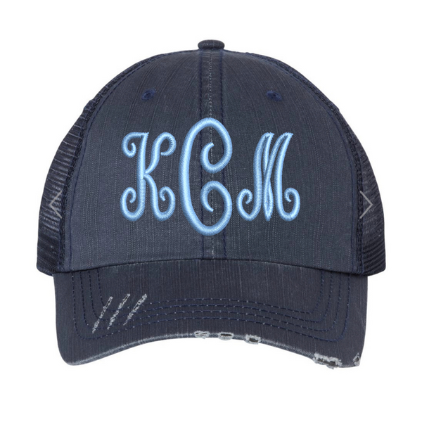 Monogrammed Distressed Trucker Hat