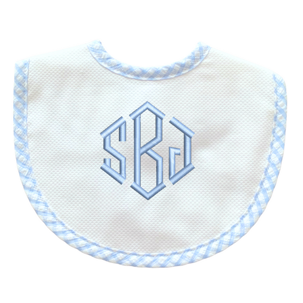 Personalized Pique + Gingham Bibs