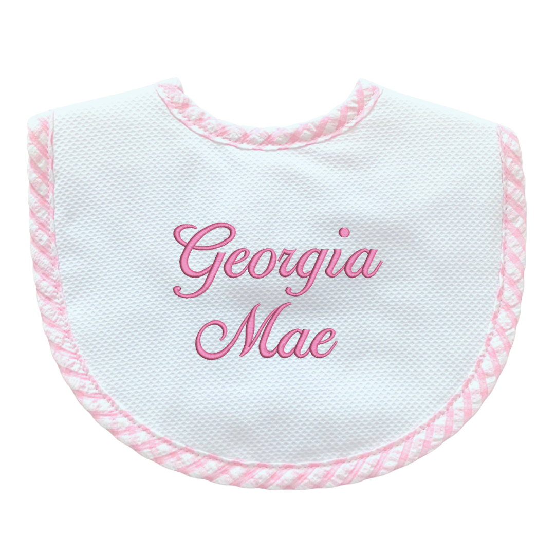 Personalized Pique + Gingham Bibs