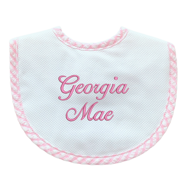 Personalized Pique + Gingham Bibs