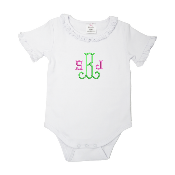 Personalized Ruffle Trim Bodysuit