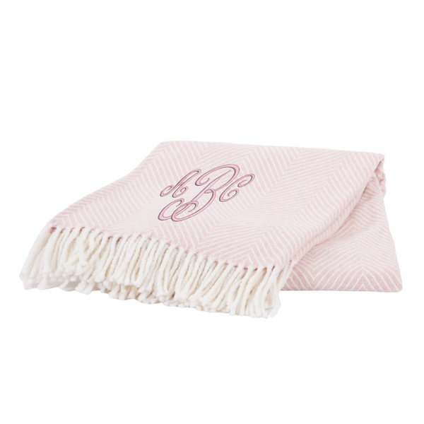 Monogrammed Herringbone Recycled Cotton Throw