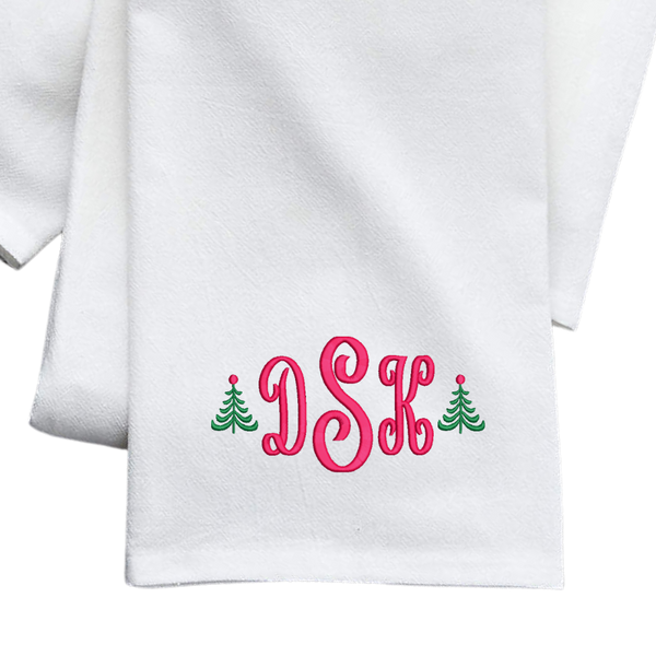 Monogrammed Holiday Flour Sack Dish Towels