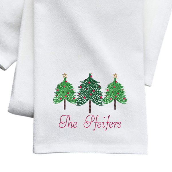 Monogrammed Holiday Flour Sack Dish Towels