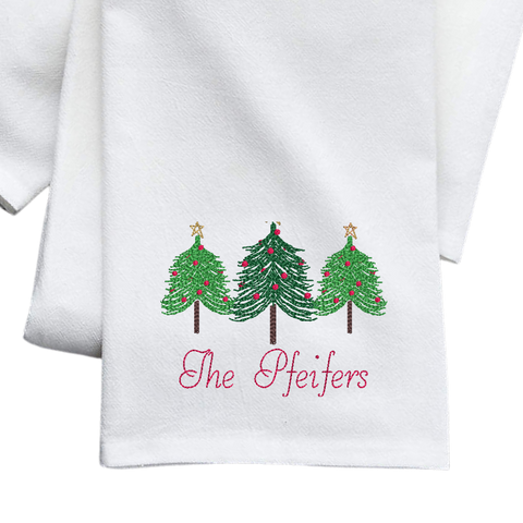 Monogrammed Holiday Flour Sack Dish Towels